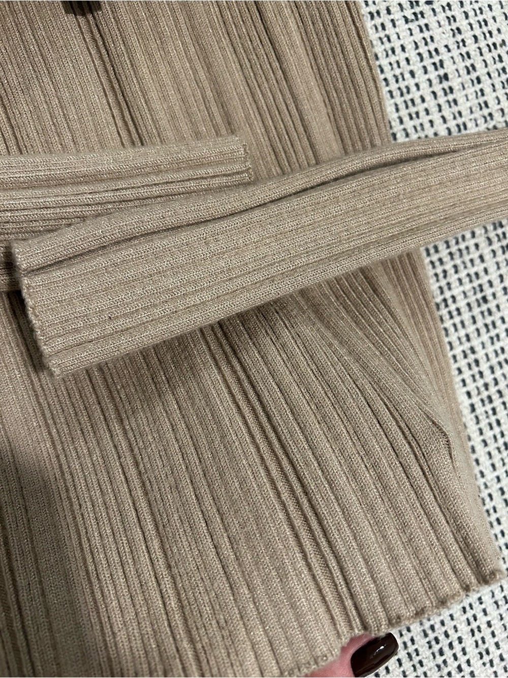Dynamite Ribbed Mock Neck Sweater - Beige - Picture 3 of 3